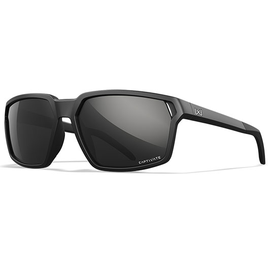Wiley X Sonnenbrille Sierra Captivate mattschwarz Glser schwarz verspiegelt polarisiert inkl. Brillenbeutel & Seitenschutz