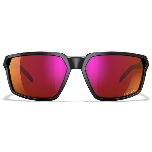 Wiley X Sonnenbrille Sierra Captivate glnzend schwarz Glser rot verspiegelt inkl. Brillenbeutel & Seitenschutz Bild 1