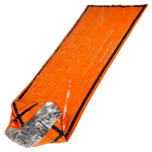 Fox Outdoor Notfall-Biwaksack orange inkl. Signalpfeife, Zndstahl, Schaber & Baumwollzunder Bild 2