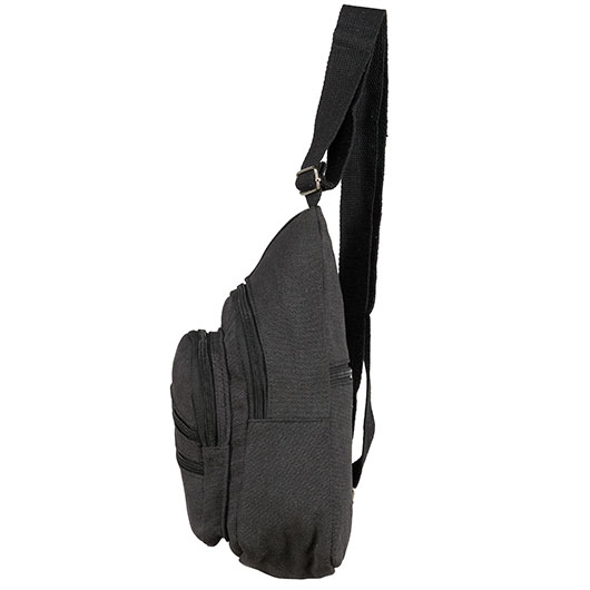 Kleine Schultertasche mit Trageriemen und mehreren Staufchern schwarz Bild 2