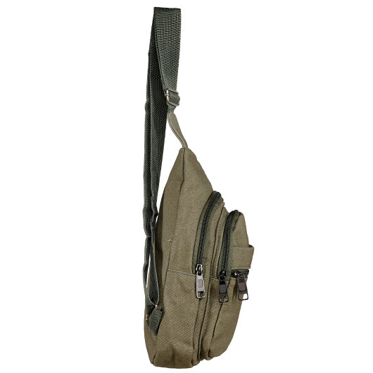 Kleine Schultertasche mit verstellbarem Trageriemen und mehreren Staufchern steingrau-oliv Bild 1