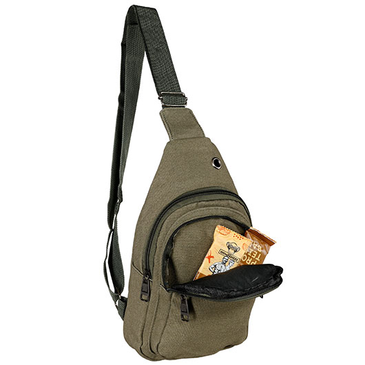 Kleine Schultertasche mit verstellbarem Trageriemen und mehreren Staufchern steingrau-oliv Bild 11