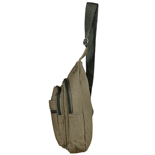 Kleine Schultertasche mit verstellbarem Trageriemen und mehreren Staufchern steingrau-oliv Bild 2