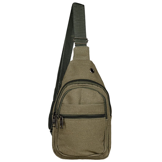 Kleine Schultertasche mit verstellbarem Trageriemen und mehreren Staufchern steingrau-oliv Bild 6