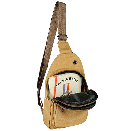 Kleine Schultertasche mit Trageriemen und mehreren Staufchern coyote Bild 9