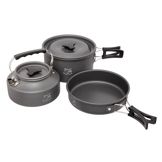 NGT Camping & Outdoor Koch Set 3-teilig Leichtgewicht aus eloxiertem Aluminium