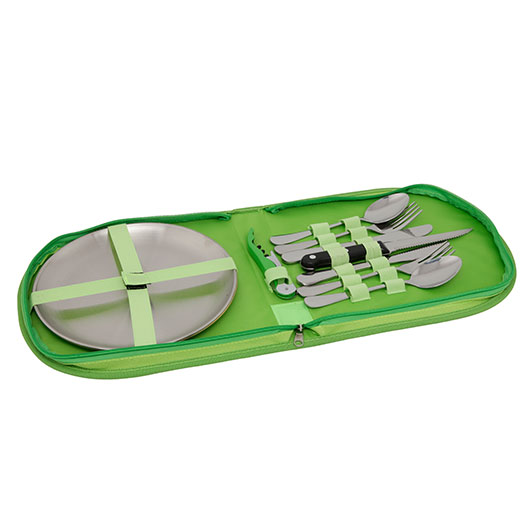 Camping Geschirr Set fr 2 Personen in Transporttasche m. Reiverschluss