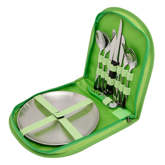 Camping Geschirr Set fr 2 Personen in Transporttasche m. Reiverschluss Bild 1