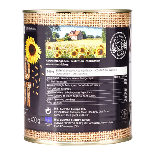 DosenBistro Landbrot 400g  kerniges Vollkornmischbrot mit Sonnenblumenkerne Bild 2