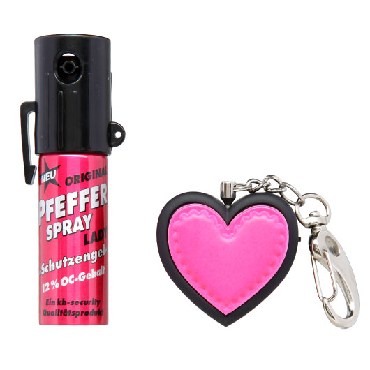 Selbstschutz Geschenkset Schutzengel pink Herzalarm und Pfefferspray Bild 2