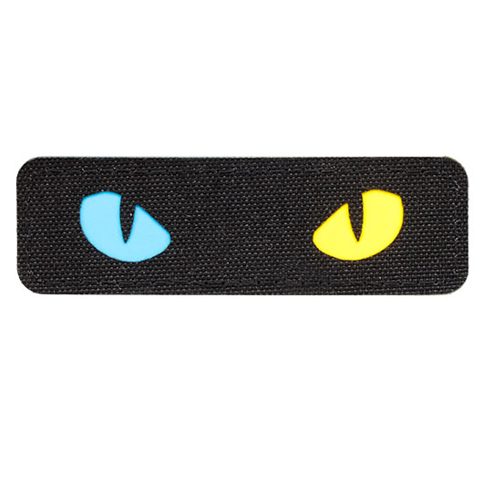 M-Tac Lasercut-Patch schwarz mit Cat-Eyes blue-yellow nachleuchtend Bild 2