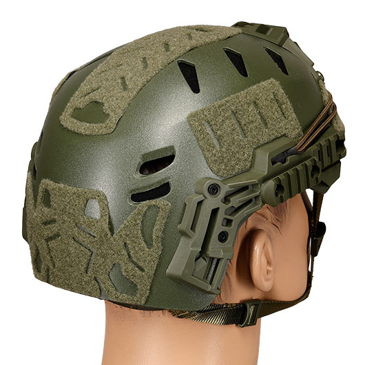 WoSport Airsoft Helm W-Style 3.0 Standard Version mit NVG Mount und seitlichen Rails verstellbar oliv Bild 3