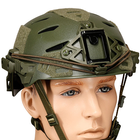 WoSport Airsoft Helm W-Style 3.0 Standard Version mit NVG Mount und seitlichen Rails verstellbar oliv Bild 5