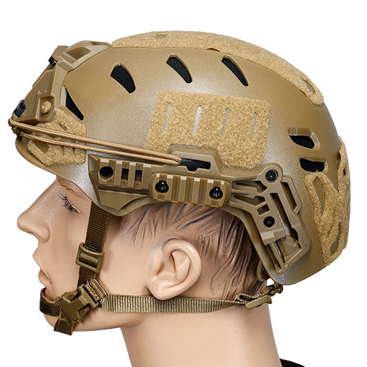 WoSport Airsoft Helm W-Style 3.0 Standard Version mit NVG Mount und seitlichen Rails verstellbar tan Bild 1
