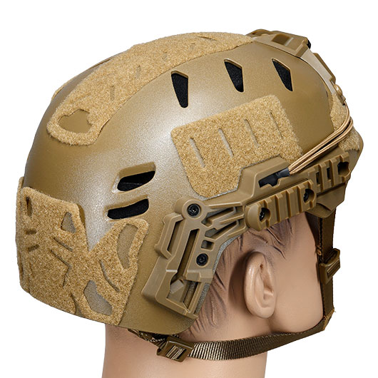 WoSport Airsoft Helm W-Style 3.0 Standard Version mit NVG Mount und seitlichen Rails verstellbar tan Bild 3