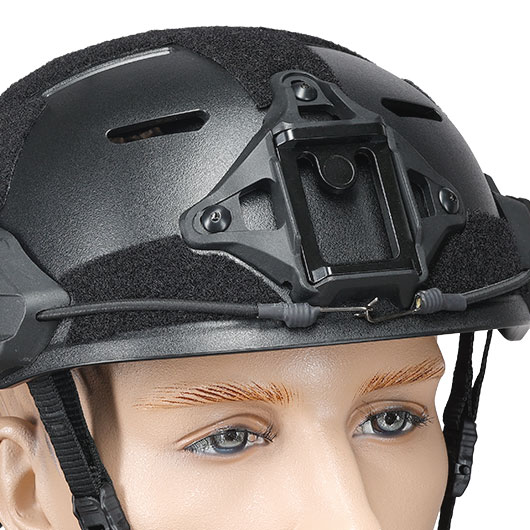 WoSport Airsoft Helm MK Training Style mit NVG Mount und seitlichen Rails verstellbar schwarz Bild 5