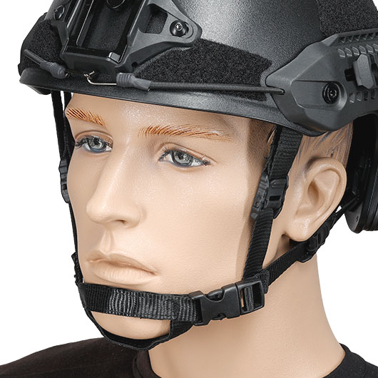 WoSport Airsoft Helm MK Training Style mit NVG Mount und seitlichen Rails verstellbar schwarz Bild 6