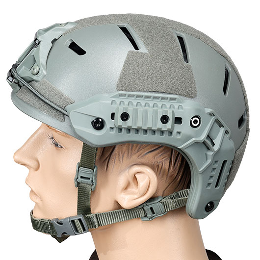 WoSport Airsoft Helm MK Training Style mit NVG Mount und seitlichen Rails verstellbar grau Bild 1