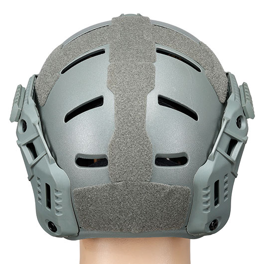 WoSport Airsoft Helm MK Training Style mit NVG Mount und seitlichen Rails verstellbar grau Bild 4