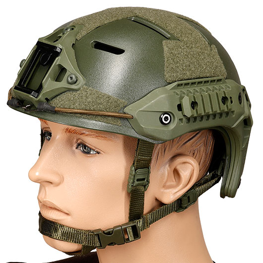 WoSport Airsoft Helm MK Training Style mit NVG Mount und seitlichen Rails verstellbar oliv