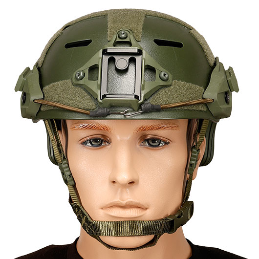 WoSport Airsoft Helm MK Training Style mit NVG Mount und seitlichen Rails verstellbar oliv Bild 2