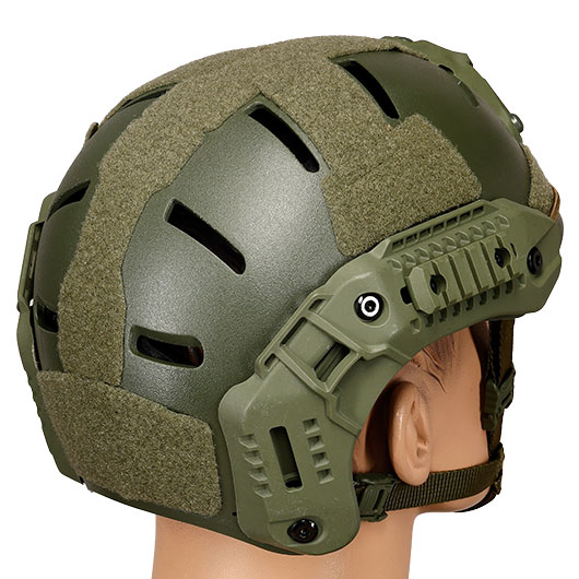 WoSport Airsoft Helm MK Training Style mit NVG Mount und seitlichen Rails verstellbar oliv Bild 3