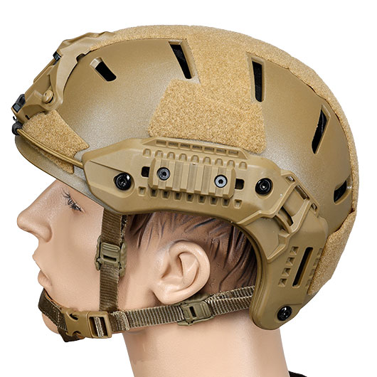 WoSport Airsoft Helm MK Training Style mit NVG Mount und seitlichen Rails verstellbar tan Bild 1