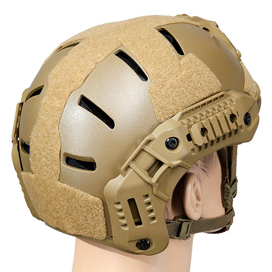 WoSport Airsoft Helm MK Training Style mit NVG Mount und seitlichen Rails verstellbar tan Bild 3