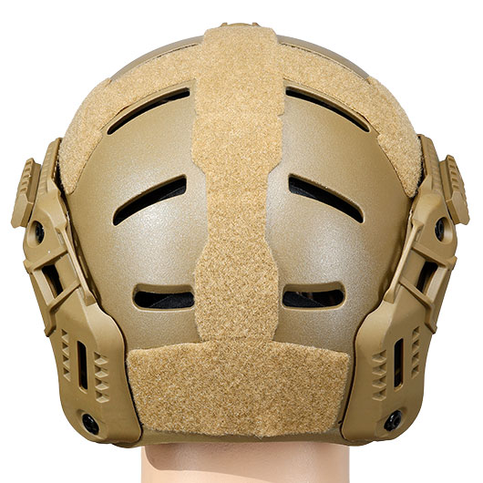 WoSport Airsoft Helm MK Training Style mit NVG Mount und seitlichen Rails verstellbar tan Bild 4