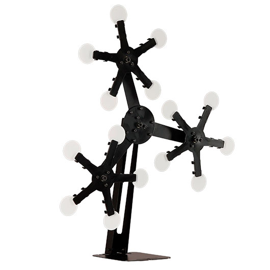 WoSport Triple Star Target mit 15 Zielen dreifaches Kreis-Pendelspiel aus Stahl schwarz