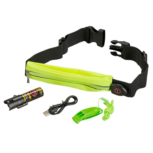 Reflektierendes Outdoor-Set 3 teilig Laufgrtel,Pfefferspray und Pfeife