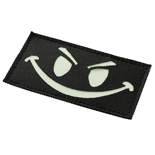 101INC lasercut Patch Evil Smiley, leuchtet im Dunkeln