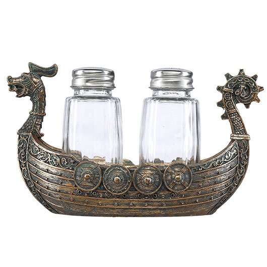 Vikingerschiff Drakkar mit Salz und Pfefferstreuer Bild 1