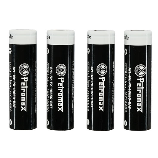 Petromax wiederaufladbare Lithium-Ionen-Akkus 18650 3,6 V 3450 mAh 4er Pack