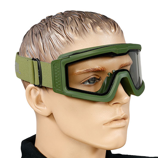 Nuprol Battle Visor Dual Lens Eye Protection Airsoft Helmbrille / Schutzbrille oliv / klar Bild 7