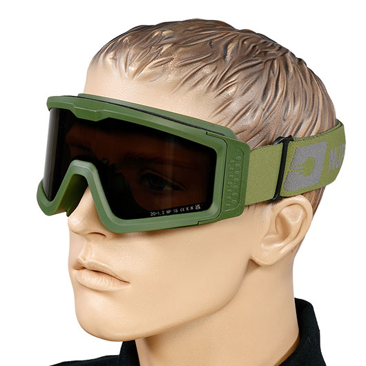 Nuprol Battle Visor Dual Lens Eye Protection Airsoft Helmbrille / Schutzbrille oliv / rauch Bild 4