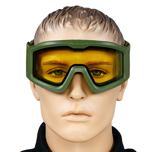 Nuprol Battle Visor Dual Lens Eye Protection Airsoft Helmbrille / Schutzbrille oliv / gelb Bild 5