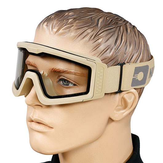 Nuprol Battle Visor Dual Lens Eye Protection Airsoft Helmbrille / Schutzbrille tan / klar Bild 4
