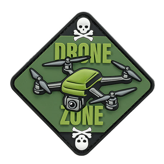 101INC 3D PVC Rubberpatch DRONE ZONE mit Sch�del und Knochen Bild 1