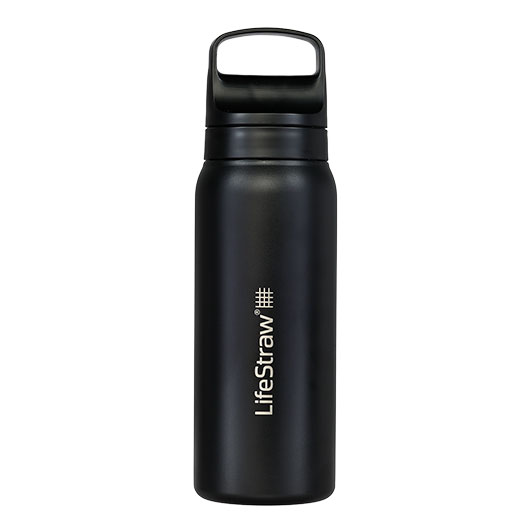 LifeStraw Go Stainless Steel Edelstahl-Trinkflasche mit Wasserfilter vakuumisoliert 700 ml schwarz