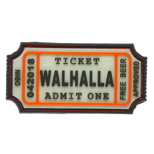 JTG 3D Rubber Patch mit Klettflche Walhalla Ticket nachleuchtend