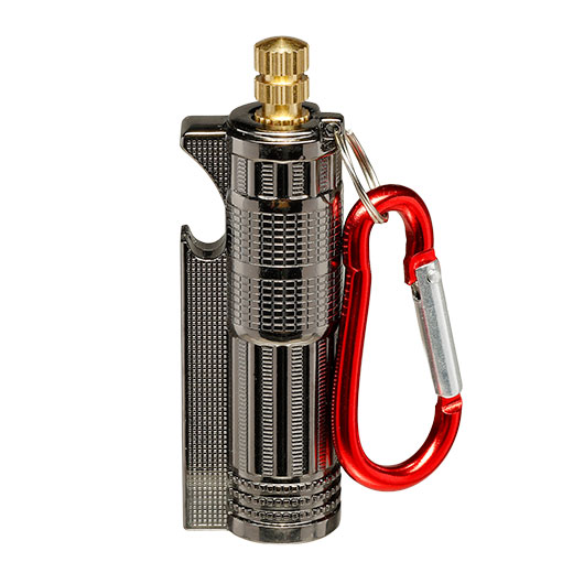 Imco Benzinfeuerzeug Match Oil mit Karabiner und Flaschen�ffner gun metal