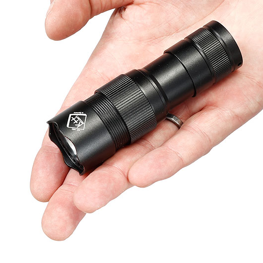 KH-Security Taschenlampe 2in1 Pro Alarm mit Personenalarm wiederaufladbar 3 Leuchtmodi 300 lm schwarz Bild 6