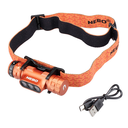 Nebo LED Stirnlampe HL1000 Master Series 1000 Lumen 5 Leuchtmodi wiederaufladbar kupferorange inkl. Kopfband und USB-C-Ladekabel Bild 7