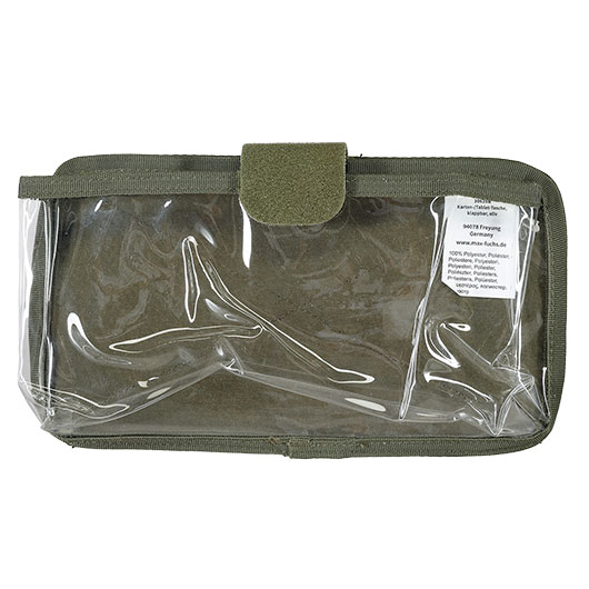 MFH Karten-/Tablet-Tasche klappbar mit Klettr�ckseite transparent oliv