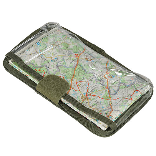 MFH Karten-/Tablet-Tasche klappbar mit Klettr�ckseite transparent oliv Bild 3