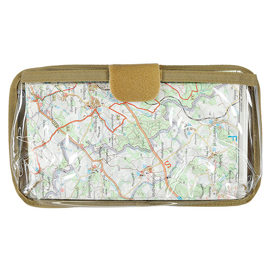 MFH Karten-/Tablet-Tasche klappbar mit Klettr�ckseite transparent coyote tan Bild 1