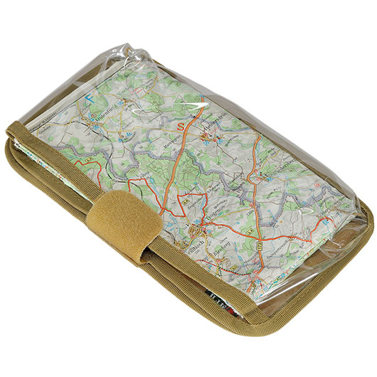 MFH Karten-/Tablet-Tasche klappbar mit Klettr�ckseite transparent coyote tan Bild 3