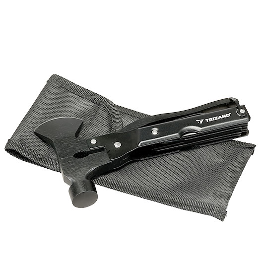 Trizand 17-in-1-Multitool mit  Hammer, Axt, S�ge, Zange uvm. inkl. G�rteltasche schwarz Bild 10