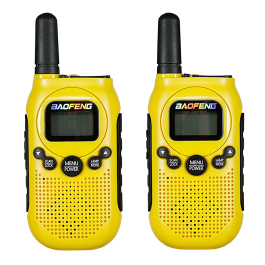 Baofeng Walkie-Talkie-Set BF-T6 bis zu 2 km Reichweite aufladbar mit integrierter Taschenlampe gelb